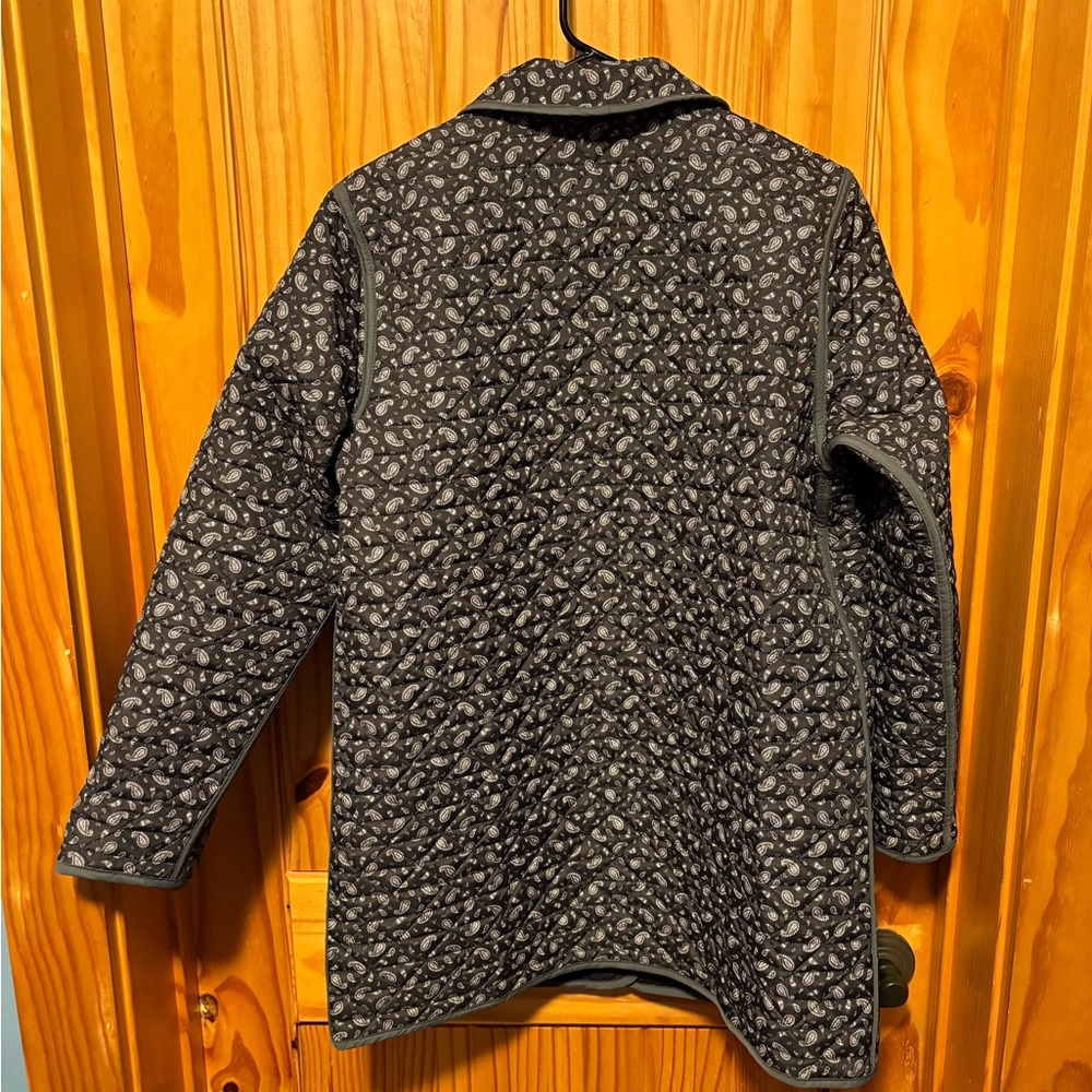 Lands End Women's Size M 10/12 Black Quilted Reversible Barn Jacket Snap Buttons - Picture 5 of 5